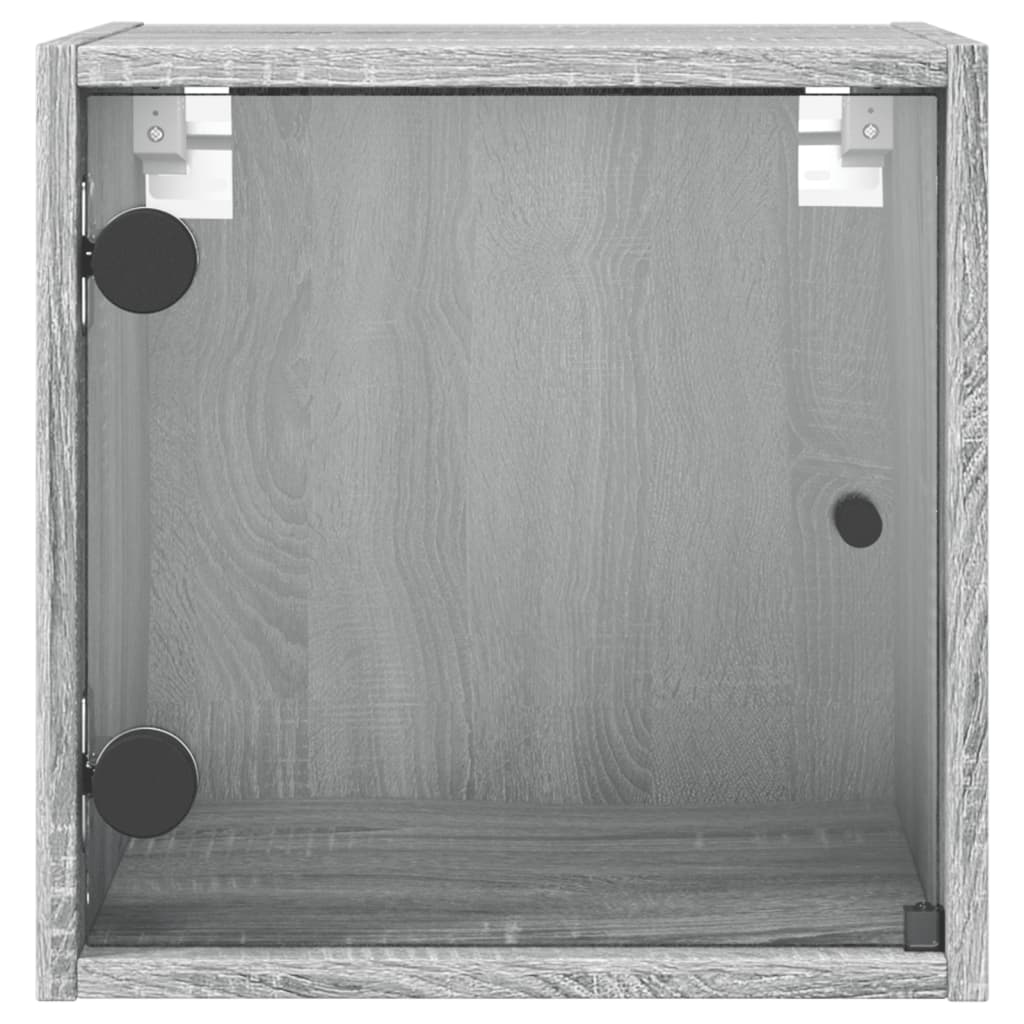 vidaXL szürke sonoma színű éjjeliszekrény üvegajtóval 35 x 37 x 35 cm
