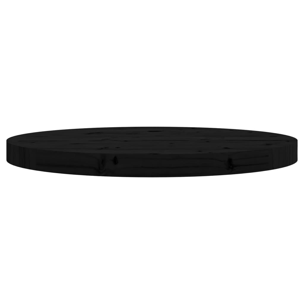 vidaXL fekete tömör fenyőfa kerek asztallap Ø50 x 3 cm