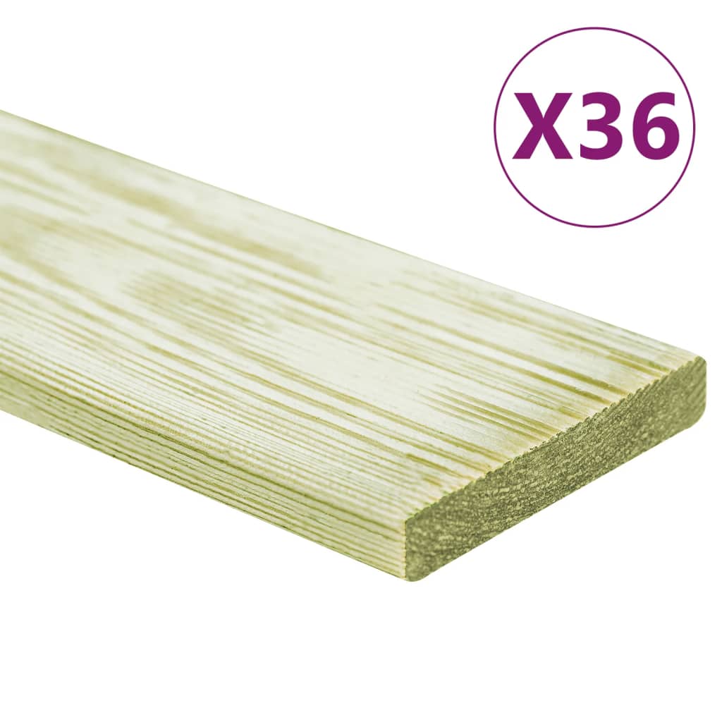 vidaXL 36 db impregnált tömör fenyőfa padlódeszka 4,32 m² 1 m