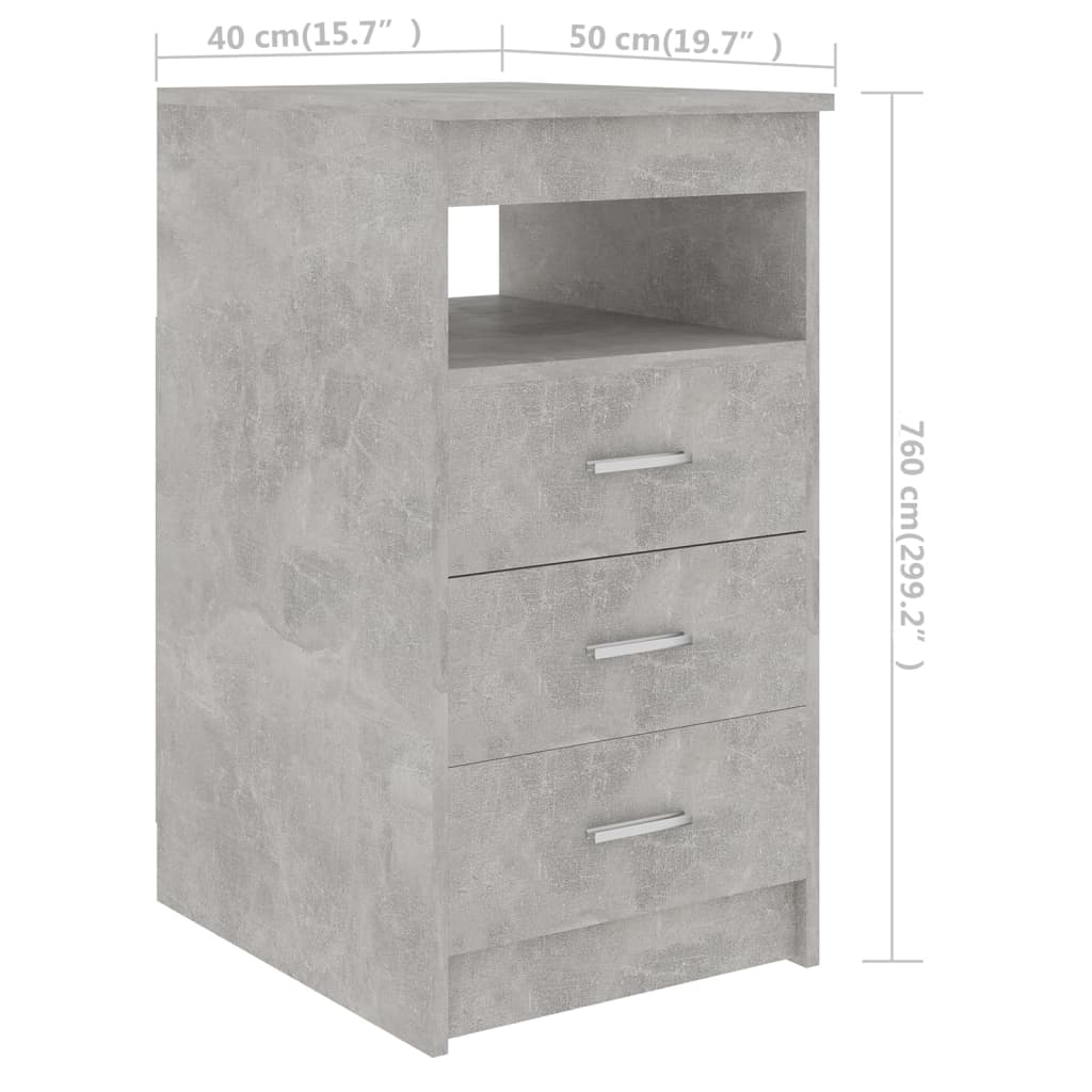 vidaXL betonszürke szerelt fa fiókos szekrény 40 x 50 x 76 cm