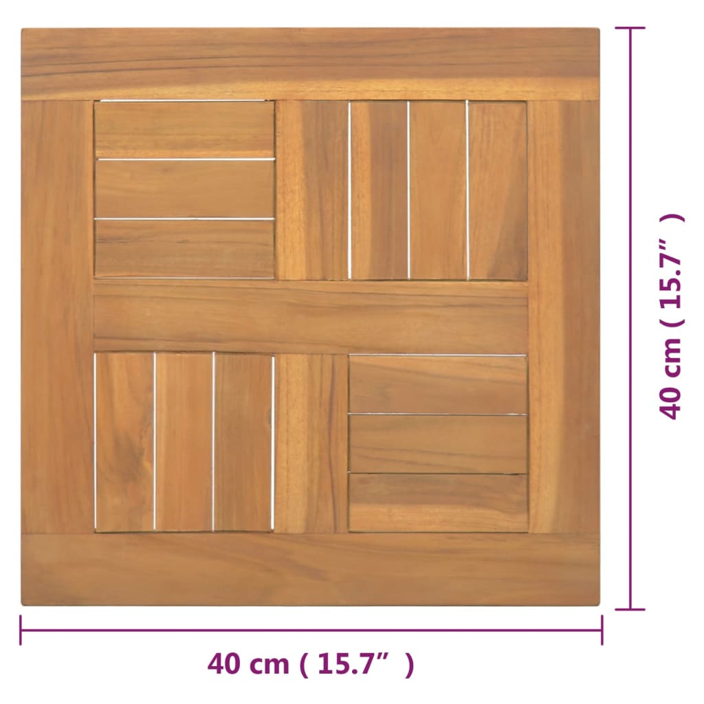 vidaXL négyzet alakú tömör tíkfa asztallap 40 x 40 x 2,5 cm