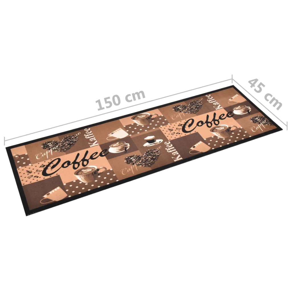 vidaXL barna kávémintás mosható konyhai szőnyeg 45 x 150 cm