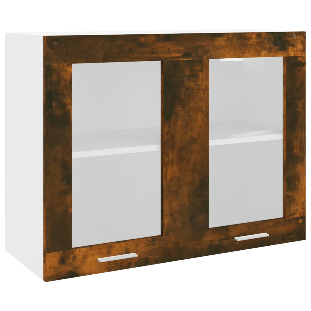 vidaXL füstös tölgy színű szerelt fa fali üvegszekrény 80 x 31 x 60 cm