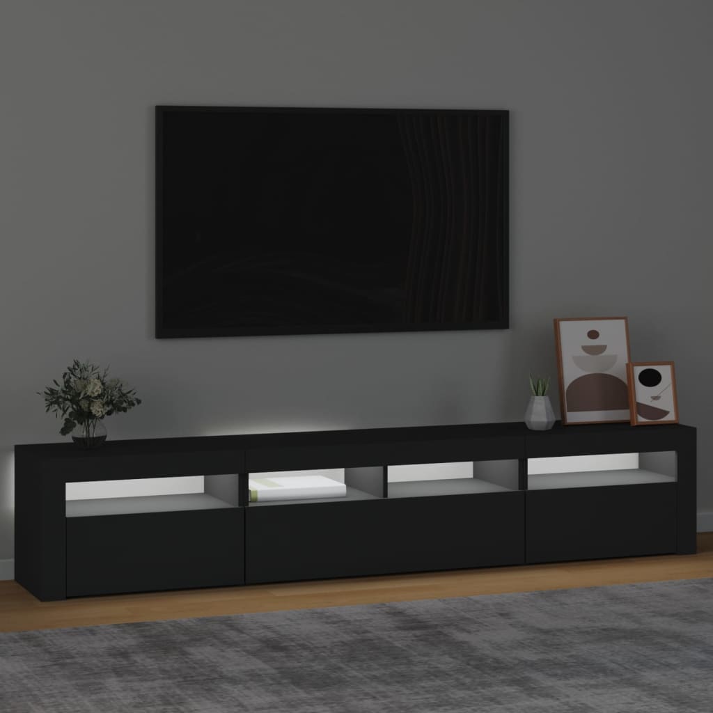 vidaXL fekete TV-szekrény LED-világítással 210x35x40 cm