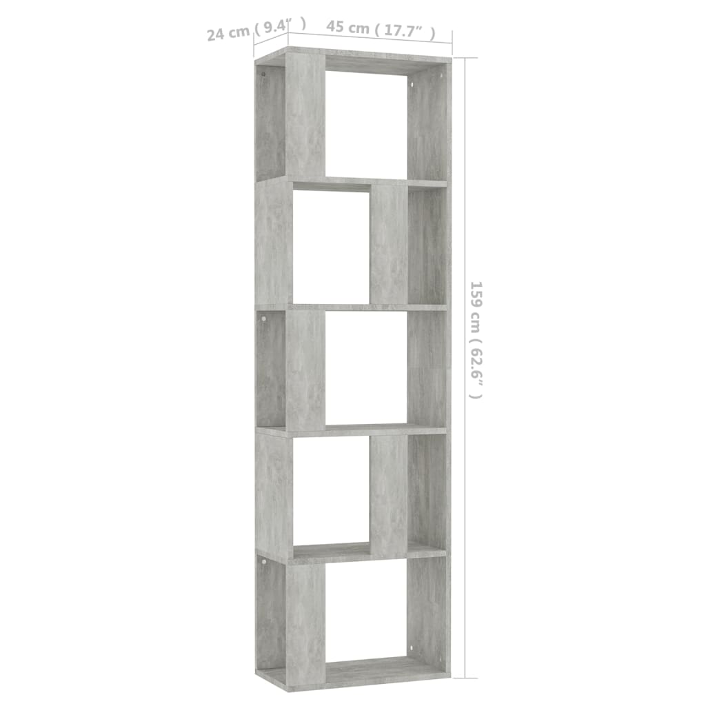 vidaXL betonszürke könyvszekrény/térelválasztó 45 x 24 x 159 cm