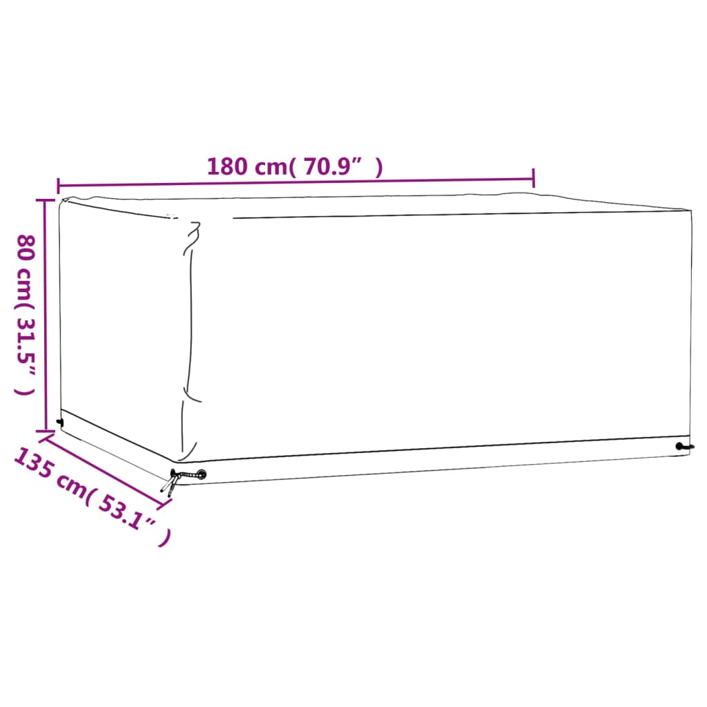 vidaXL 2 db téglalap alakú kerti bútorhuzat 8 fűzőlyukkal 180x135x80cm