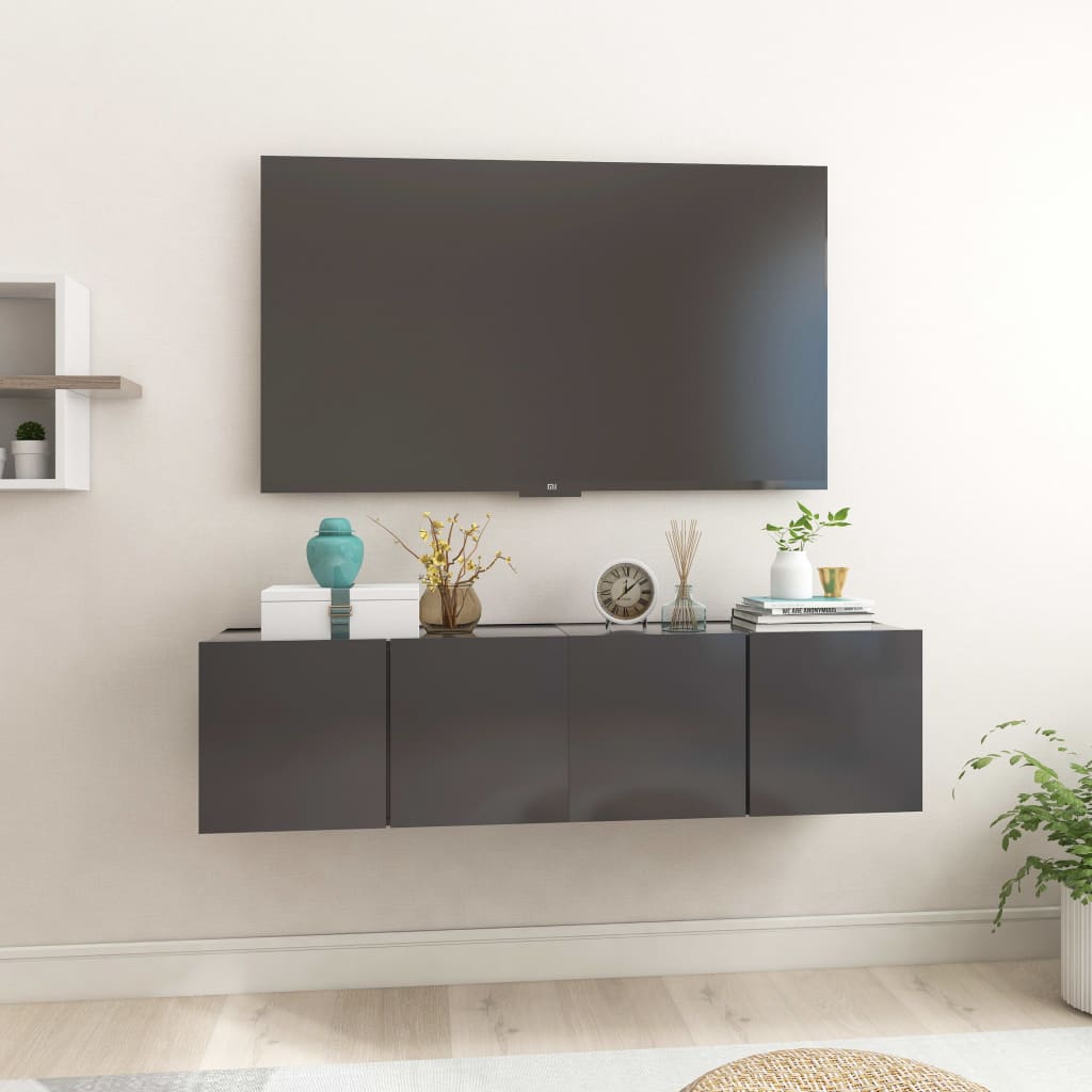 vidaXL 2 db szürke függő TV-szekrény 60 x 30 x 30 cm