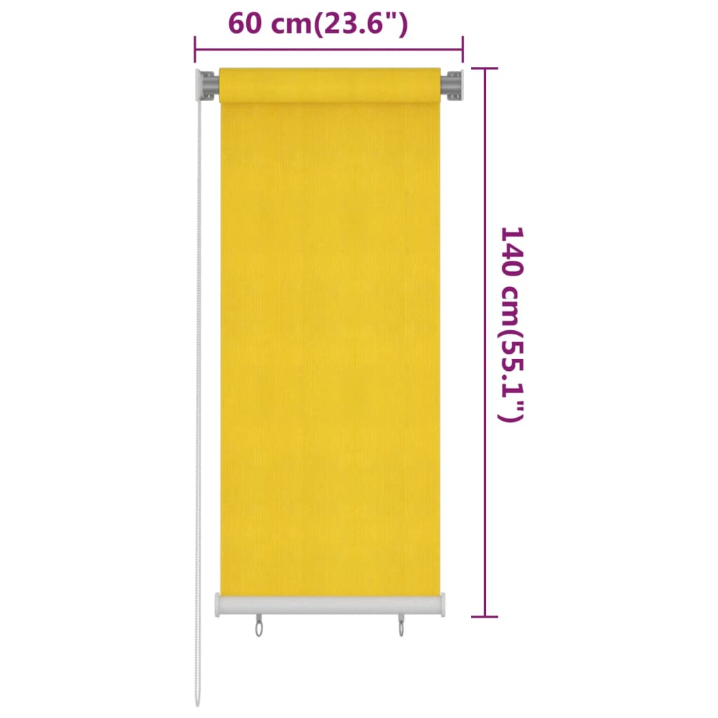 vidaXL sárga kültéri HDPE roló 60 x 140 cm