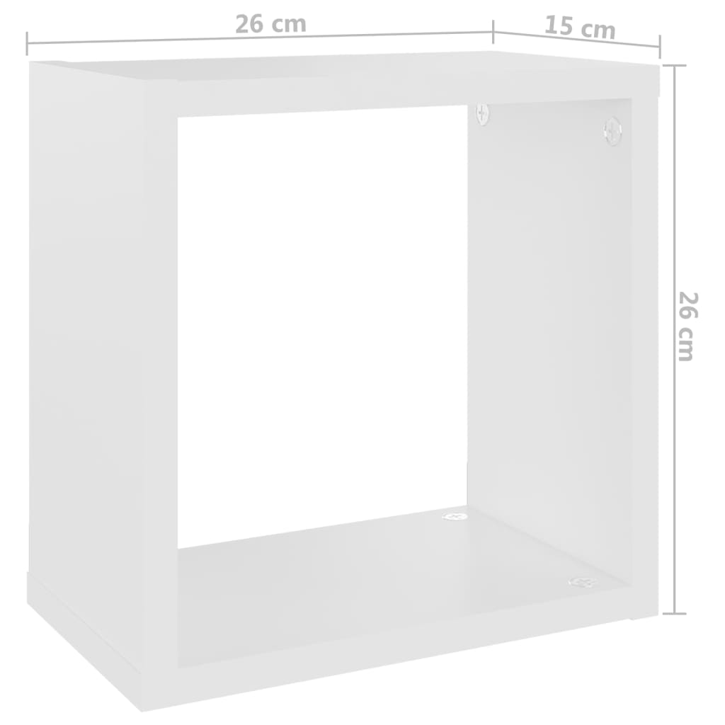 vidaXL 2 db fehér-sonoma színű forgácslap fali kockapolc 26x15x26 cm