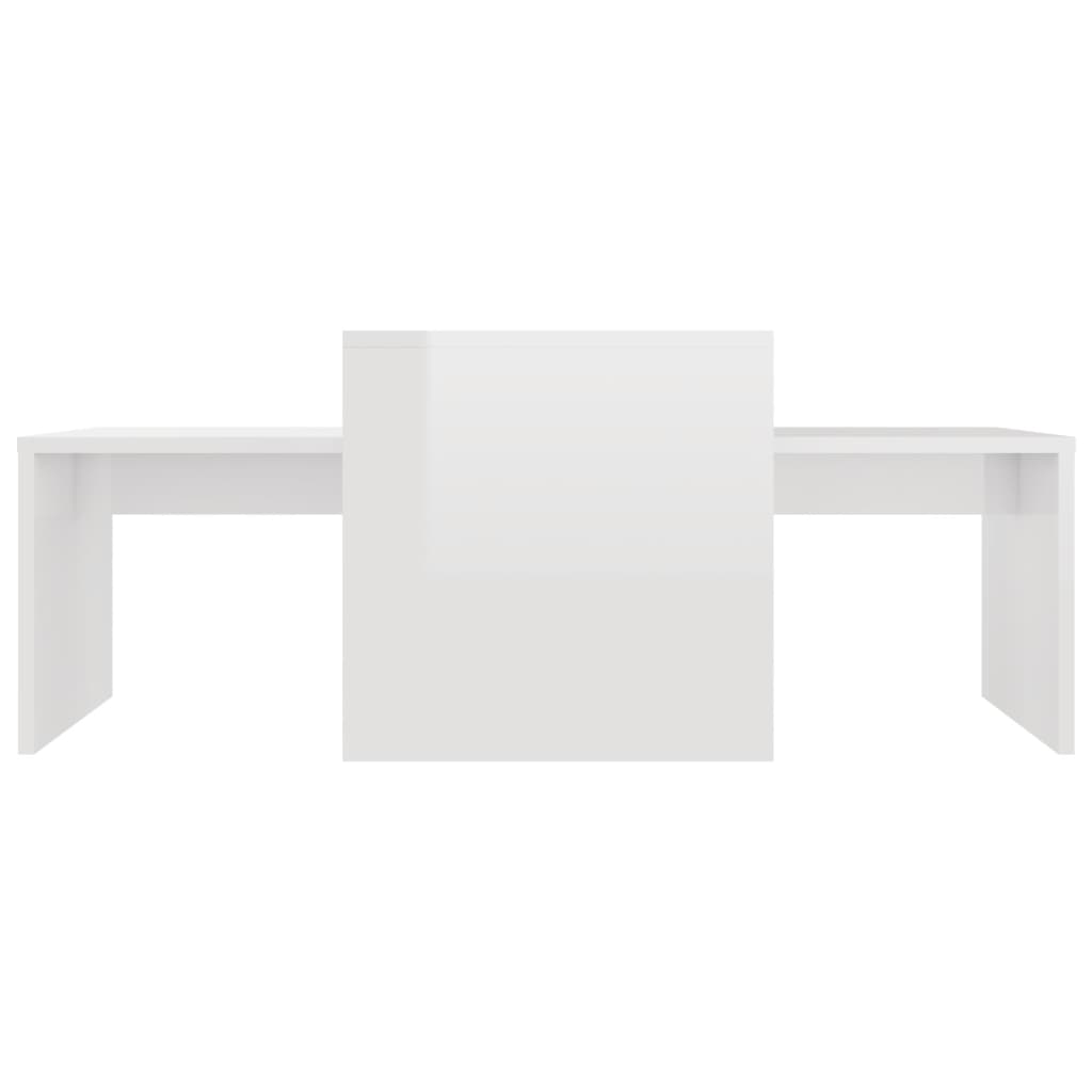 vidaXL magasfényű fehér forgácslap dohányzóasztal szett 100x48x40 cm