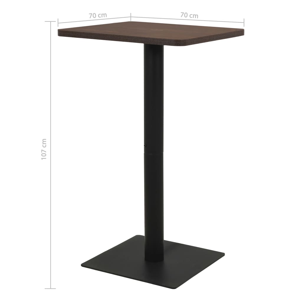 vidaXL sötétbarna bisztróasztal 70 x 70 x 107 cm