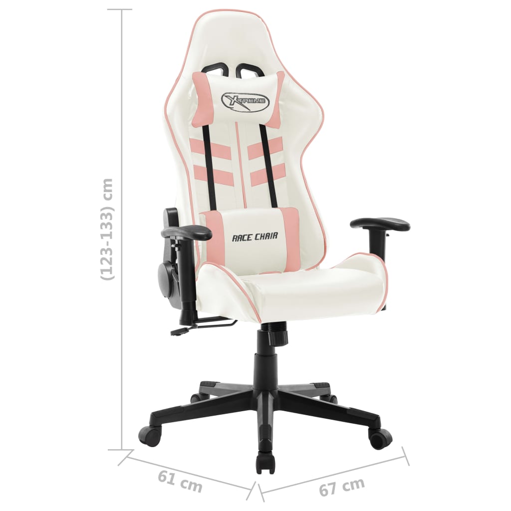 vidaXL fehér és rózsaszín műbőr gamer szék