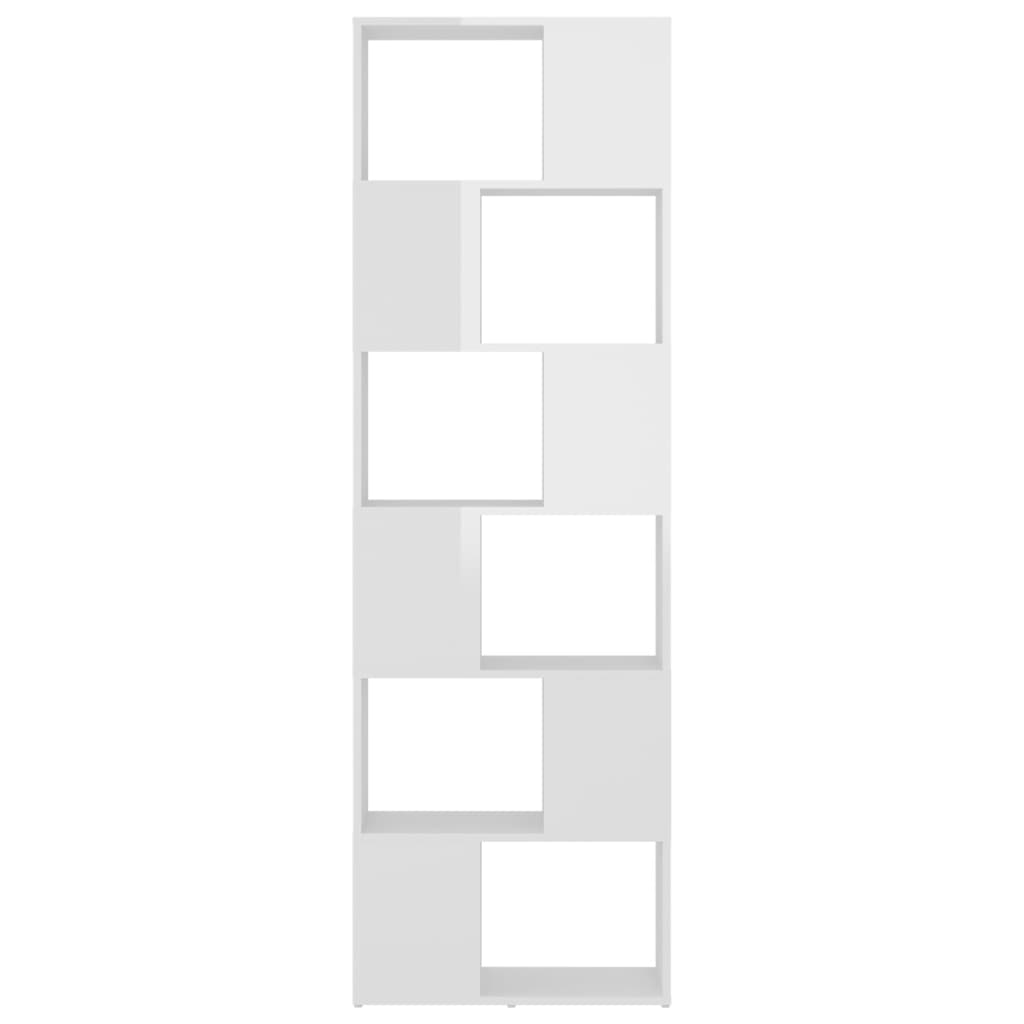 vidaXL magasfényű fehér térelválasztó könyvszekrény 60 x 24 x 186 cm