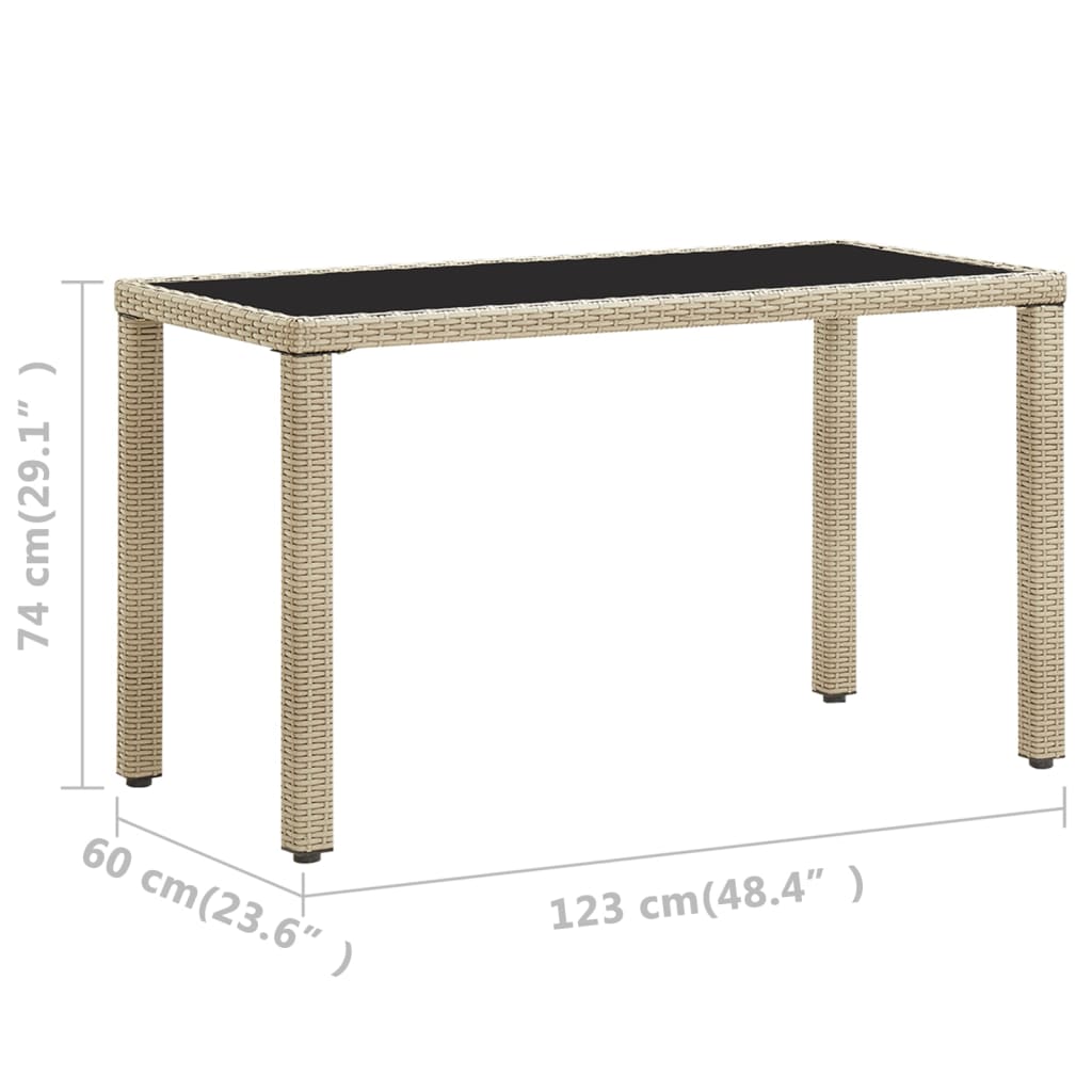 vidaXL bézs polyrattan kerti asztal 123 x 60 x 74 cm