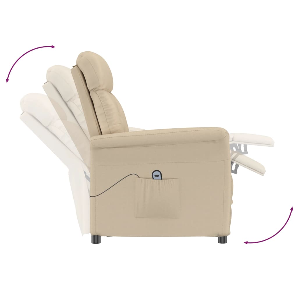 vidaXL krémszínű művelúr elektromos dönthető fotel