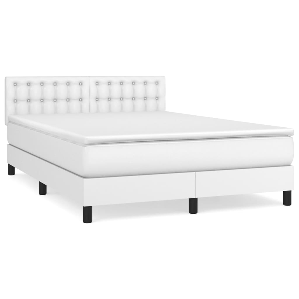vidaXL fehér műbőr rugós ágy matraccal 140 x 200 cm