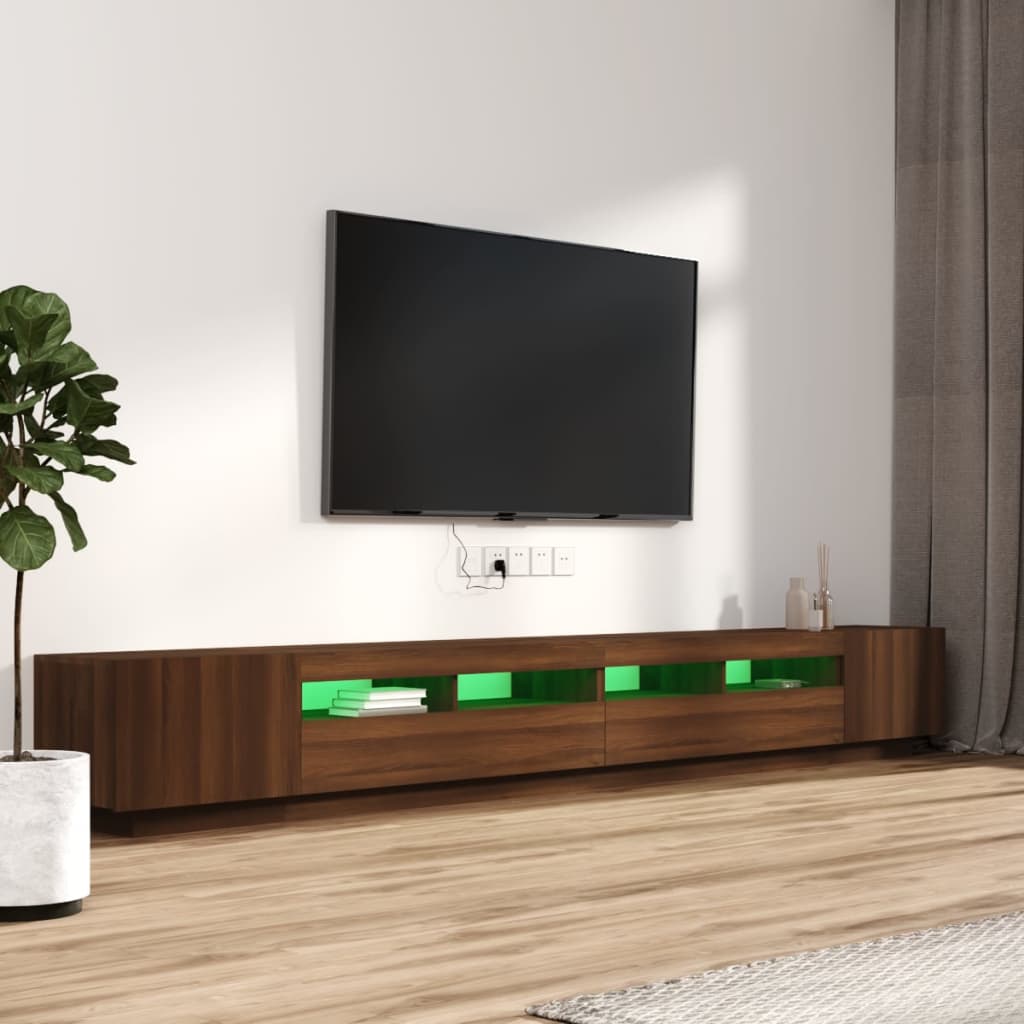 vidaXL 3 részes barna tölgyszínű fa TV-szekrény szett LED-lámpákkal