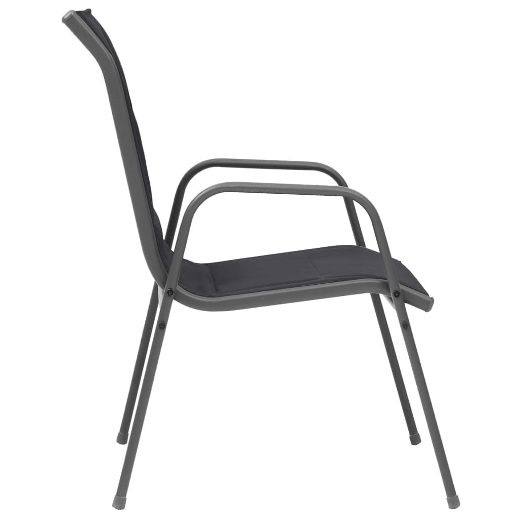 vidaXL 4 db fekete rakásolható acél és textilén kerti szék