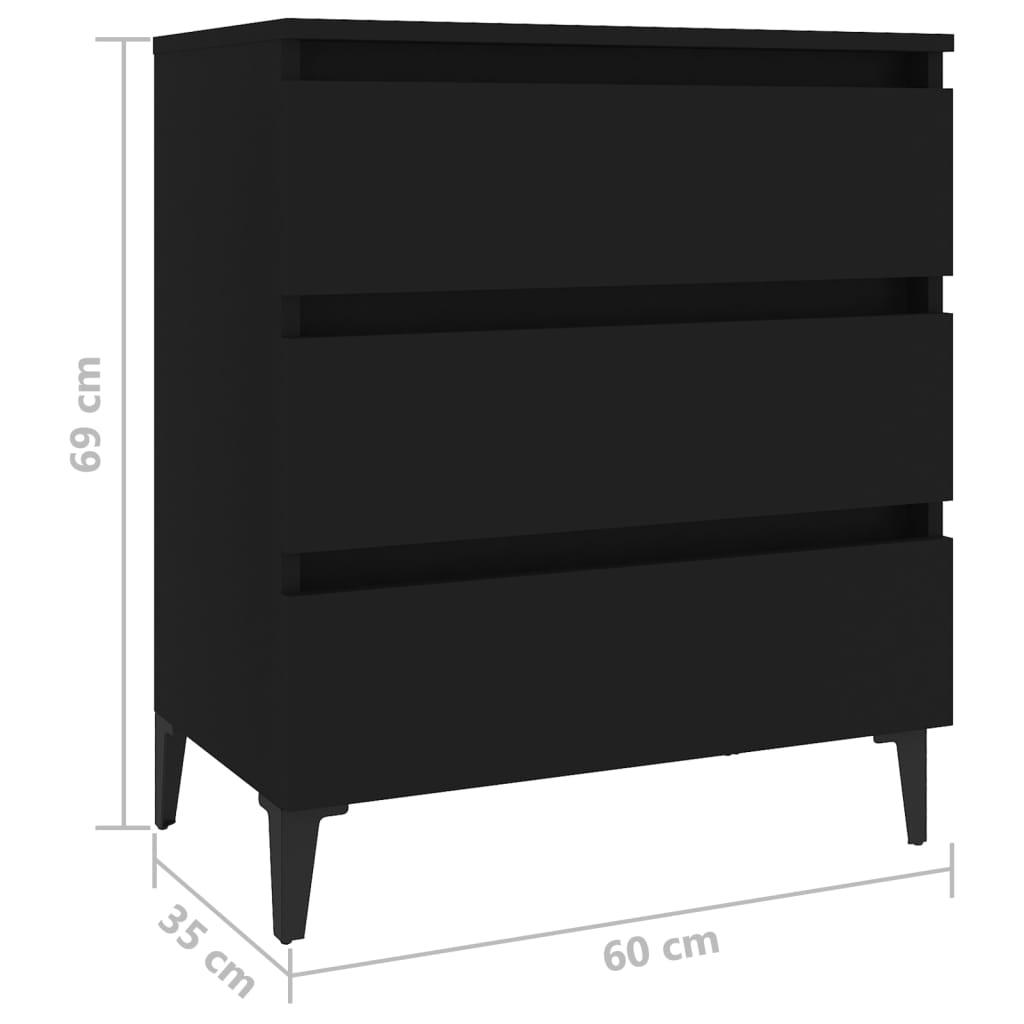 vidaXL fekete forgácslap tálalószekrény 60 x 35 x 69 cm