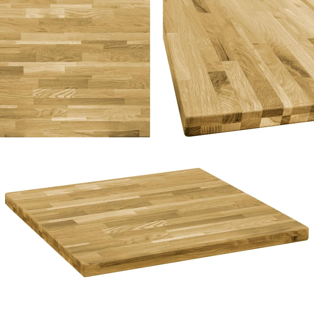 vidaXL négyzet alakú tömör tölgyfa asztallap 44 mm 80 x 80 cm