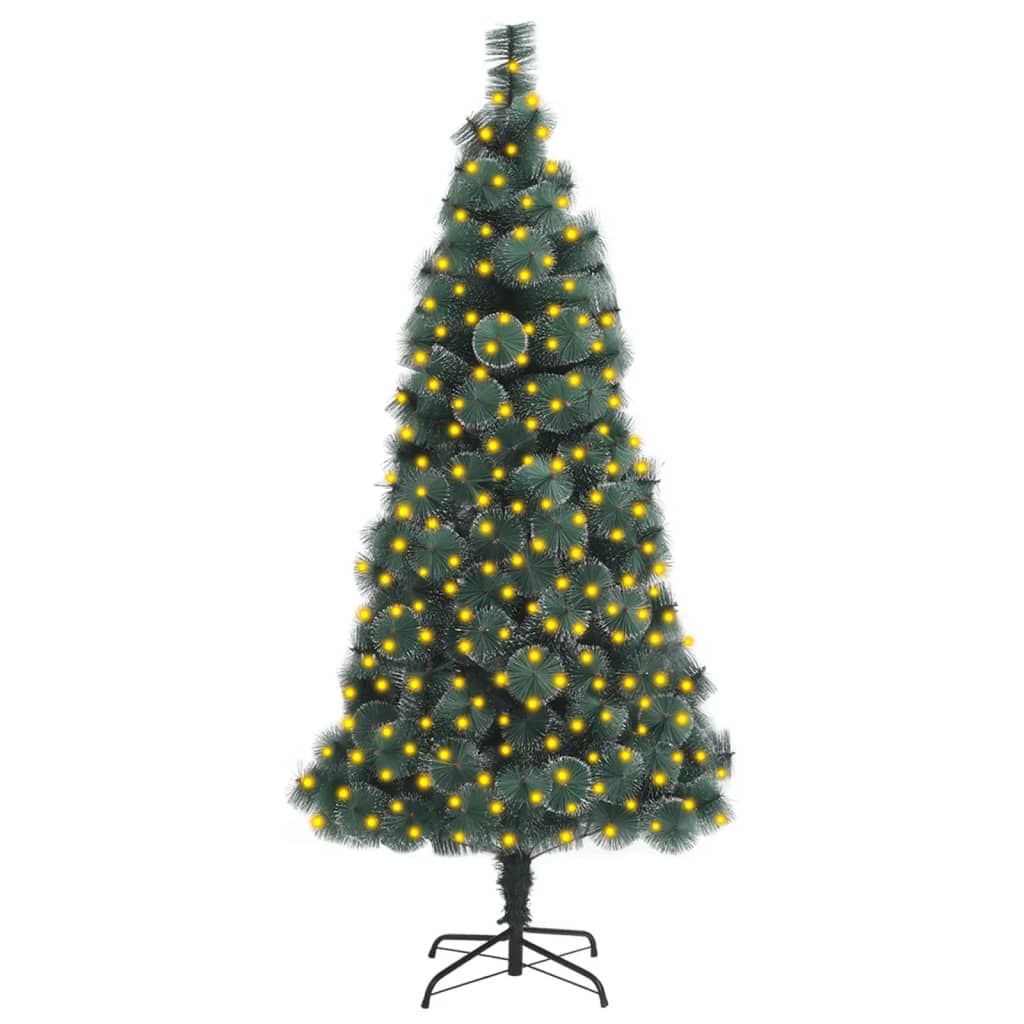 vidaXL zöld PET megvilágított műkarácsonyfa állvánnyal 210 cm