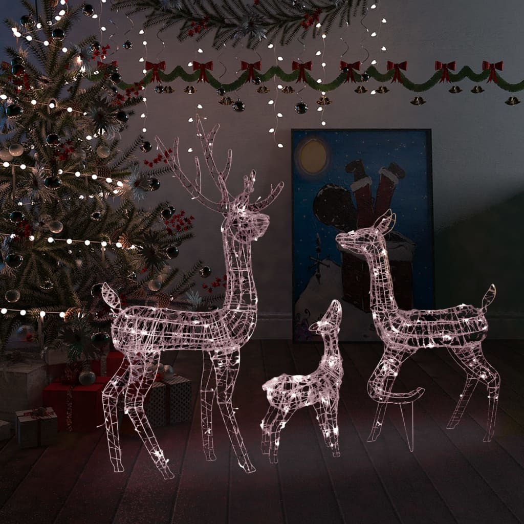 vidaXL 300 LED-es meleg fehér akril karácsonyi rénszarvascsalád