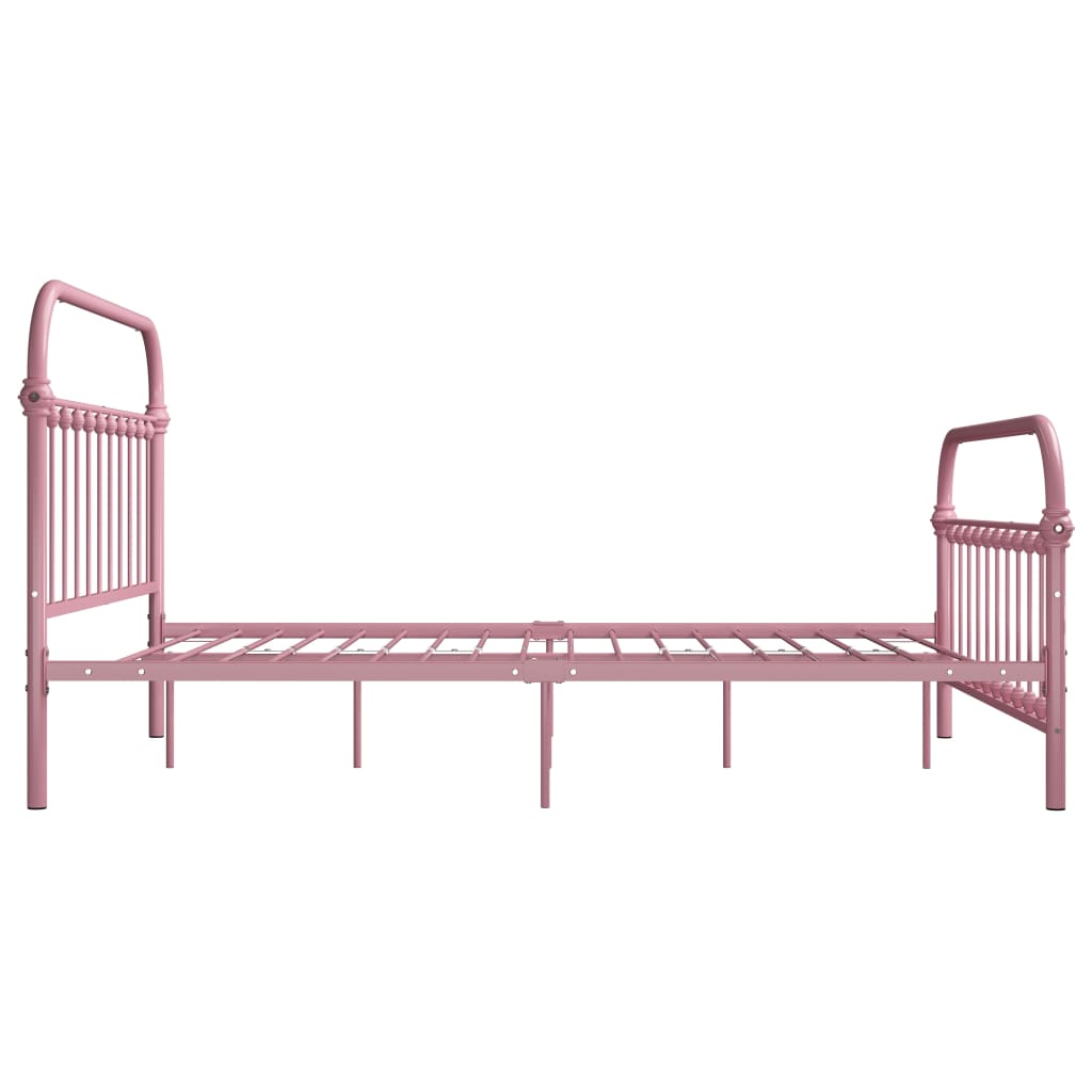 vidaXL rózsaszín fém ágykeret 140 x 200 cm