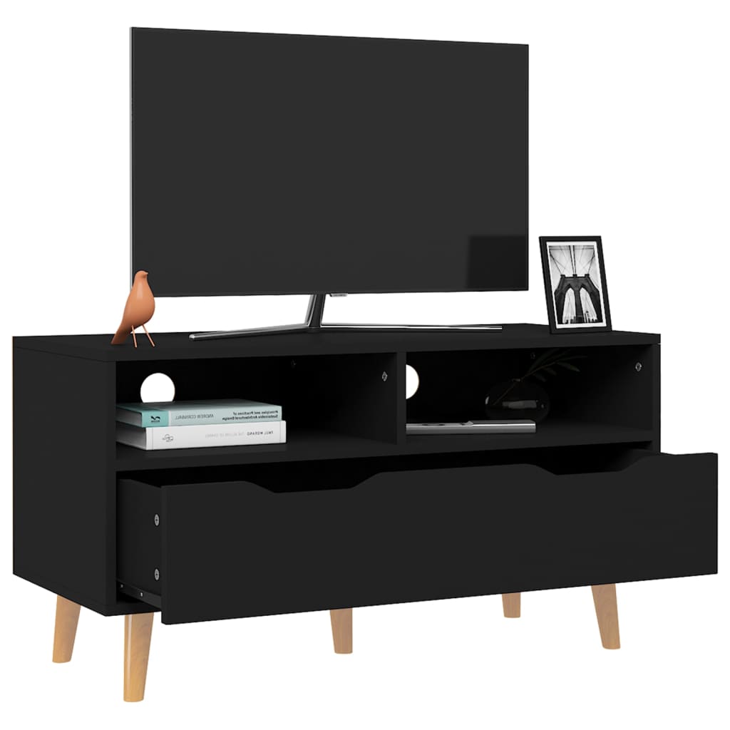 vidaXL fekete szerelt fa TV-szekrény 90 x 40 x 48,5 cm