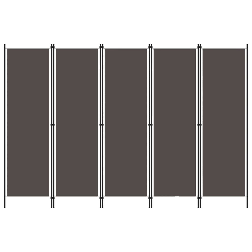 vidaXL antracitszürke 5 paneles paraván 250 x 180 cm
