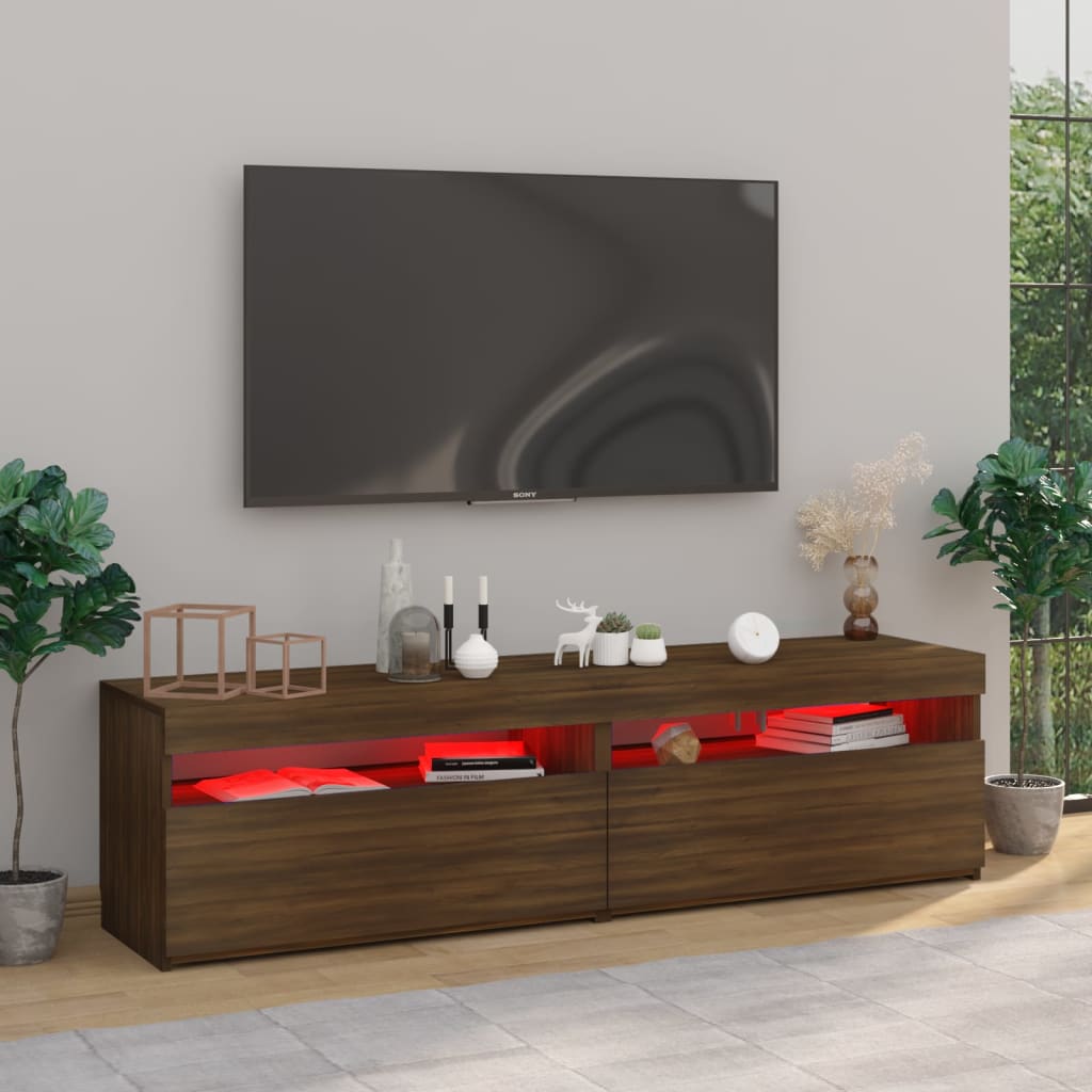 vidaXL 2 db barna tölgy színű TV-szekrény LED-világítással 75x35x40 cm
