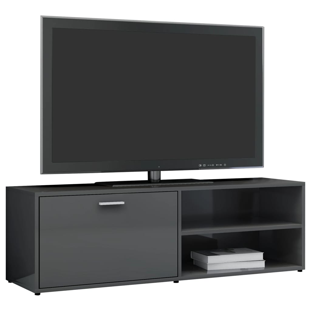vidaXL magasfényű szürke forgácslap TV-szekrény 120 x 34 x 37 cm
