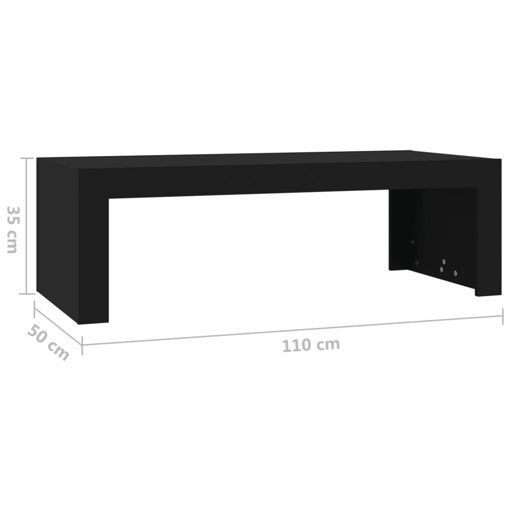 vidaXL fekete forgácslap dohányzóasztal 110 x 50 x 35 cm