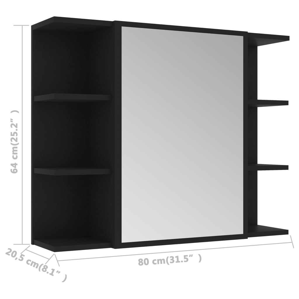 vidaXL 3 részes fekete forgácslap fürdőszobai bútorszett