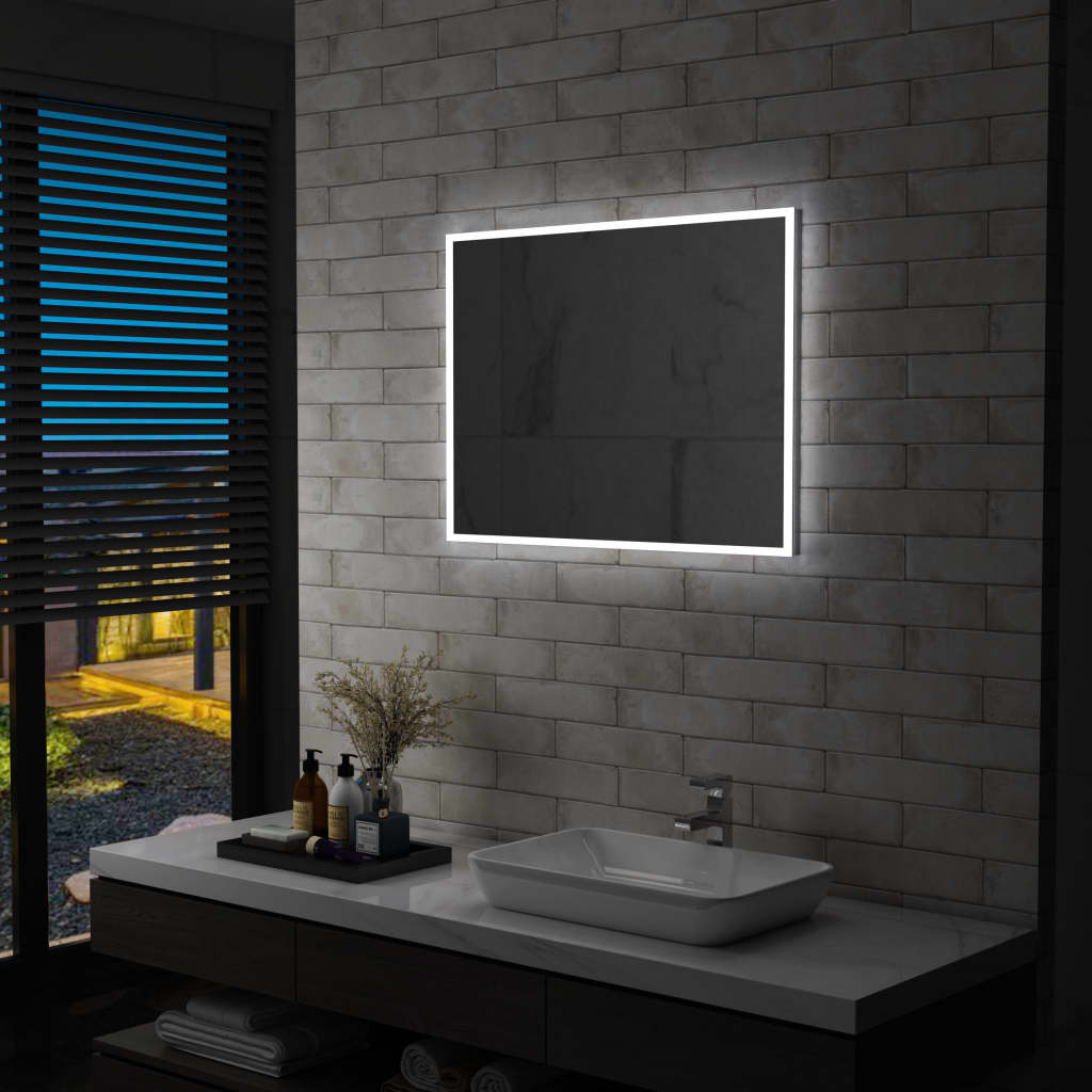vidaXL LED-es fürdőszobai falitükör 80 x 60 cm