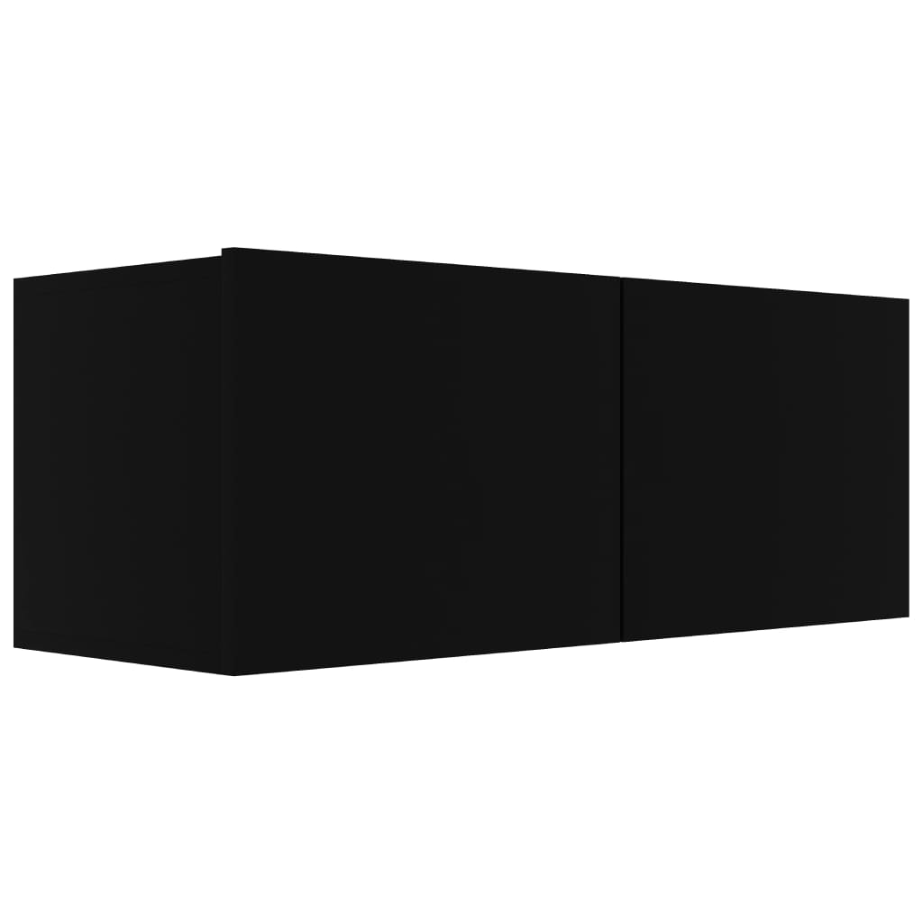 vidaXL 4 részes fekete forgácslap TV-szekrényszett