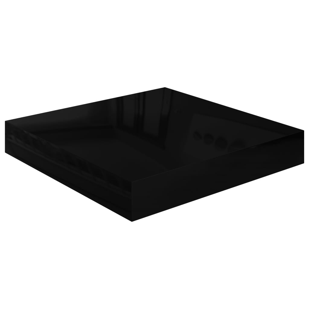 vidaXL 4 db magasfényű fekete MDF lebegő fali polc 23 x 23,5 x 3,8 cm