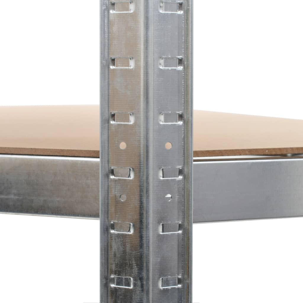 vidaXL 5 szintes ezüstszínű acél és szerelt fa nagy teherbírású polc