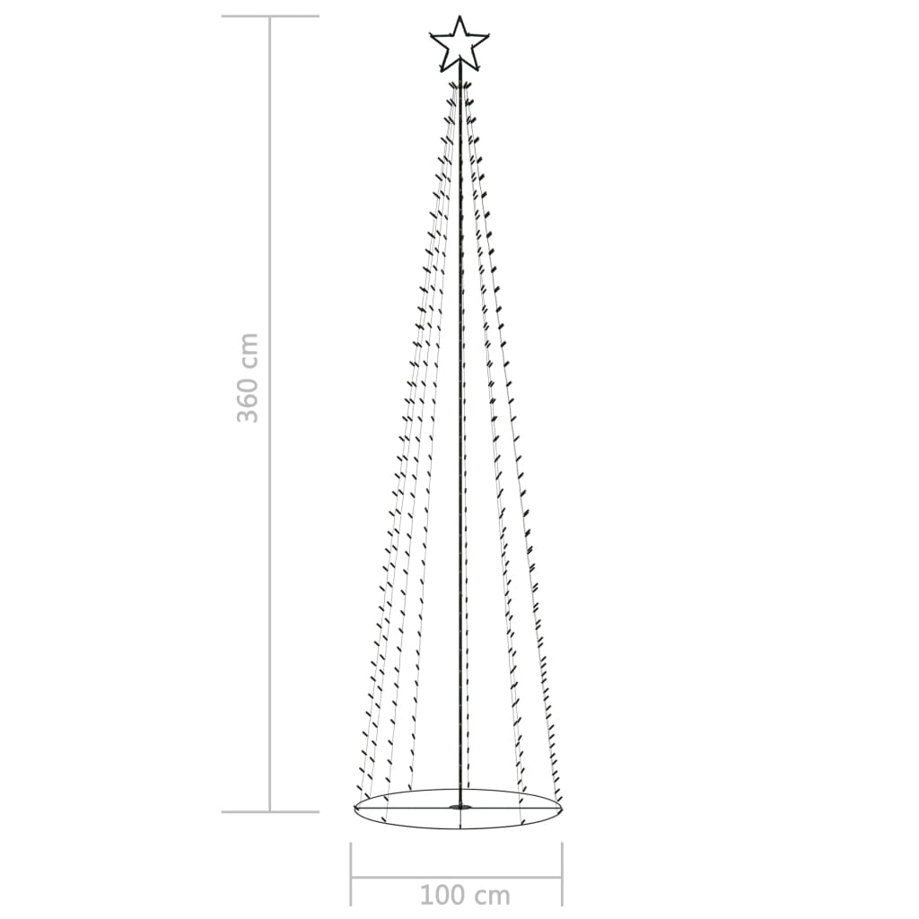 vidaXL kúp alakú karácsonyfa 400 színes LED-del 100 x 360 cm