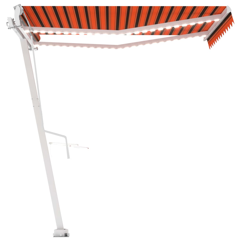vidaXL narancssárga-barna szélérzékelős és LED-es napellenző 350x250cm