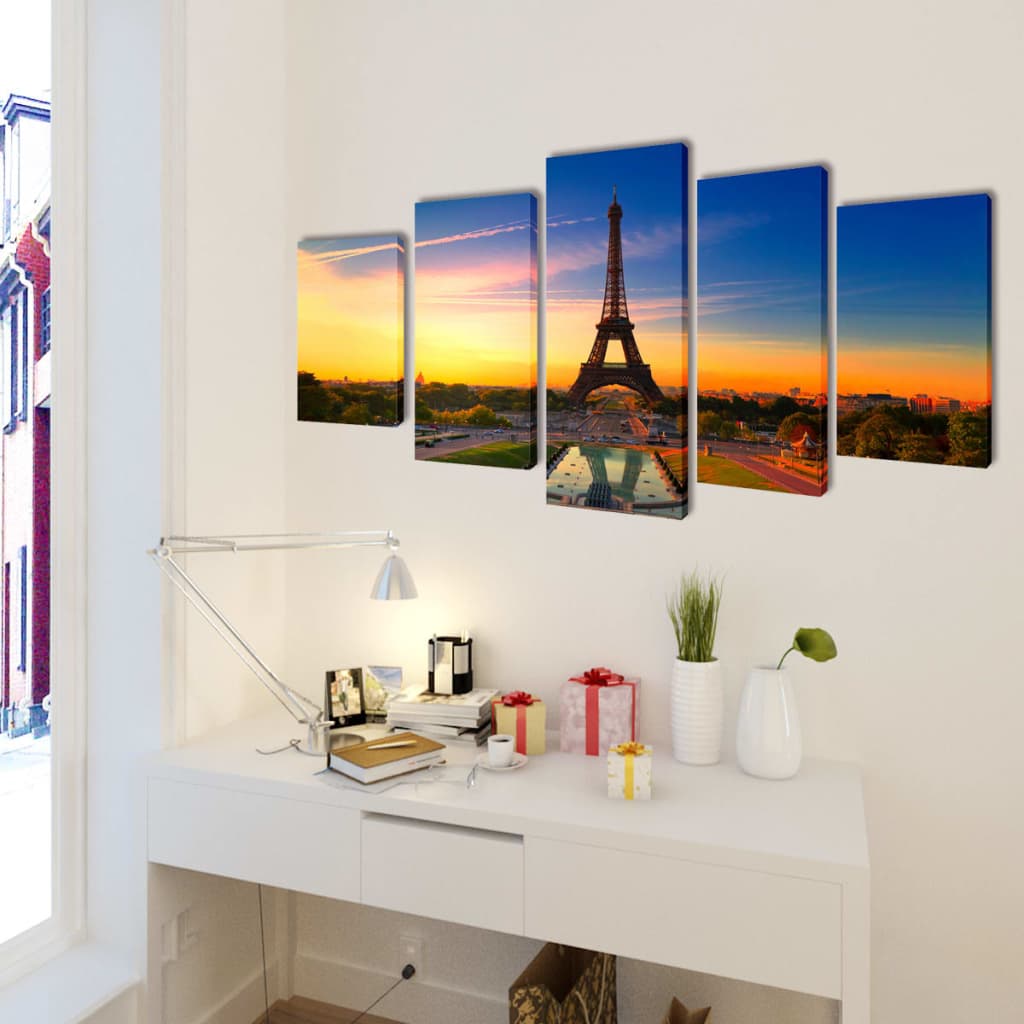 Nyomtatott vászon falikép szett Eiffel-torony 100 x 50 cm