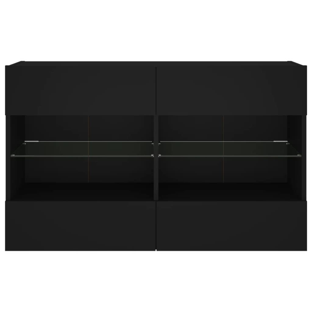 vidaXL fekete fali TV-szekrény LED-világítással 98,5x30x60,5 cm