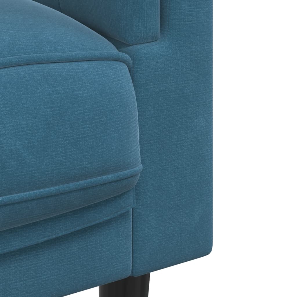 vidaXL kék bársony 3 személyes kanapé párnákkal