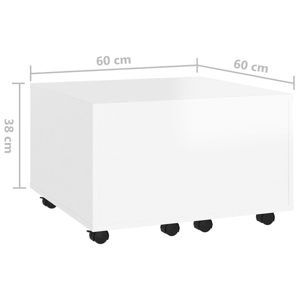 vidaXL magasfényű fehér forgácslap dohányzóasztal 60 x 60 x 38 cm