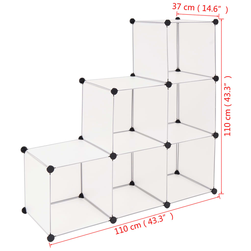 vidaXL fehér kocka alakú tároló 6 tárolórekesszel