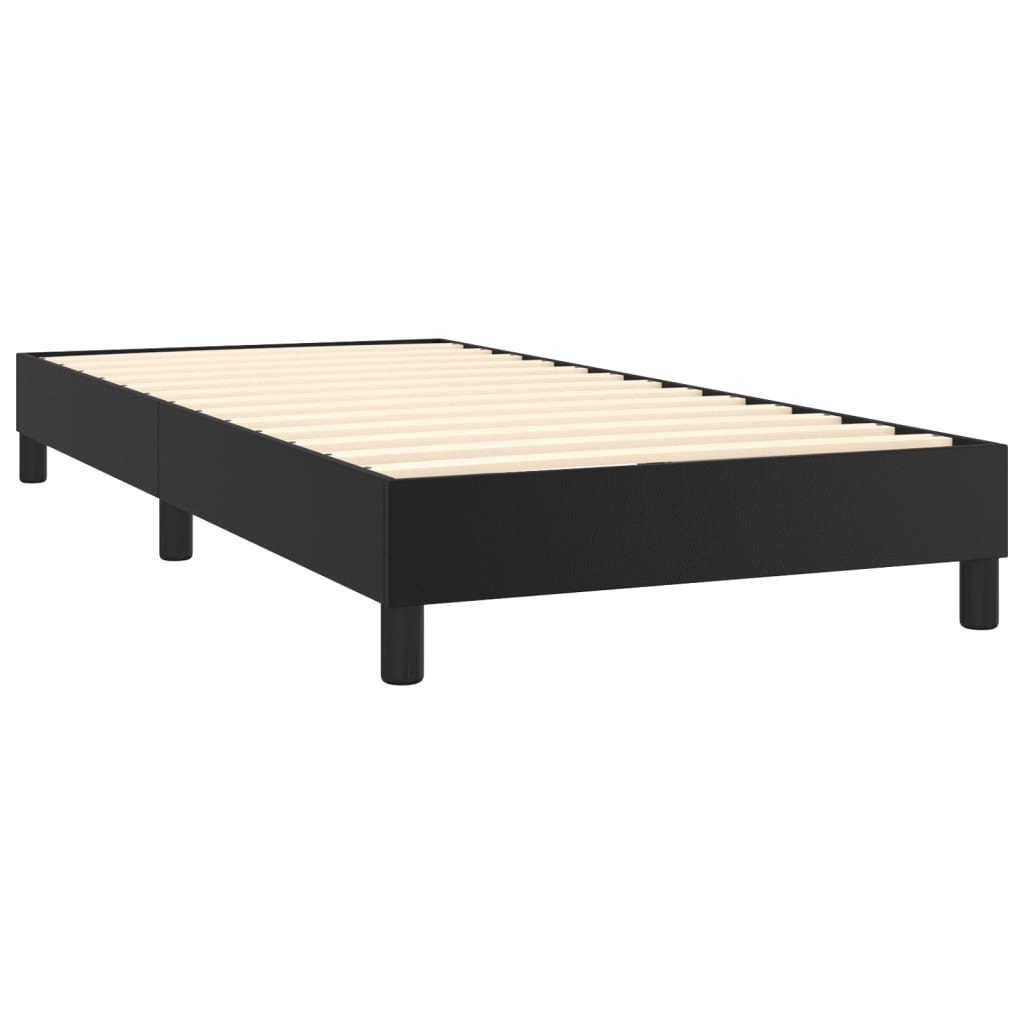 vidaXL fekete műbőr rugós ágy matraccal 100 x 200 cm