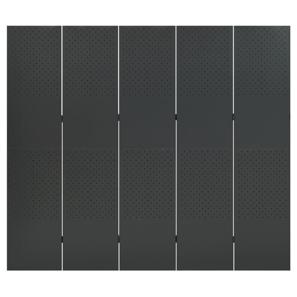vidaXL antracitszürke acél 5-paneles paraván 200 x 180 cm