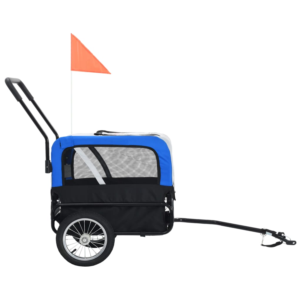vidaXL szürke és kék kutyaszállító kerékpár-utánfutó és sétakocsi