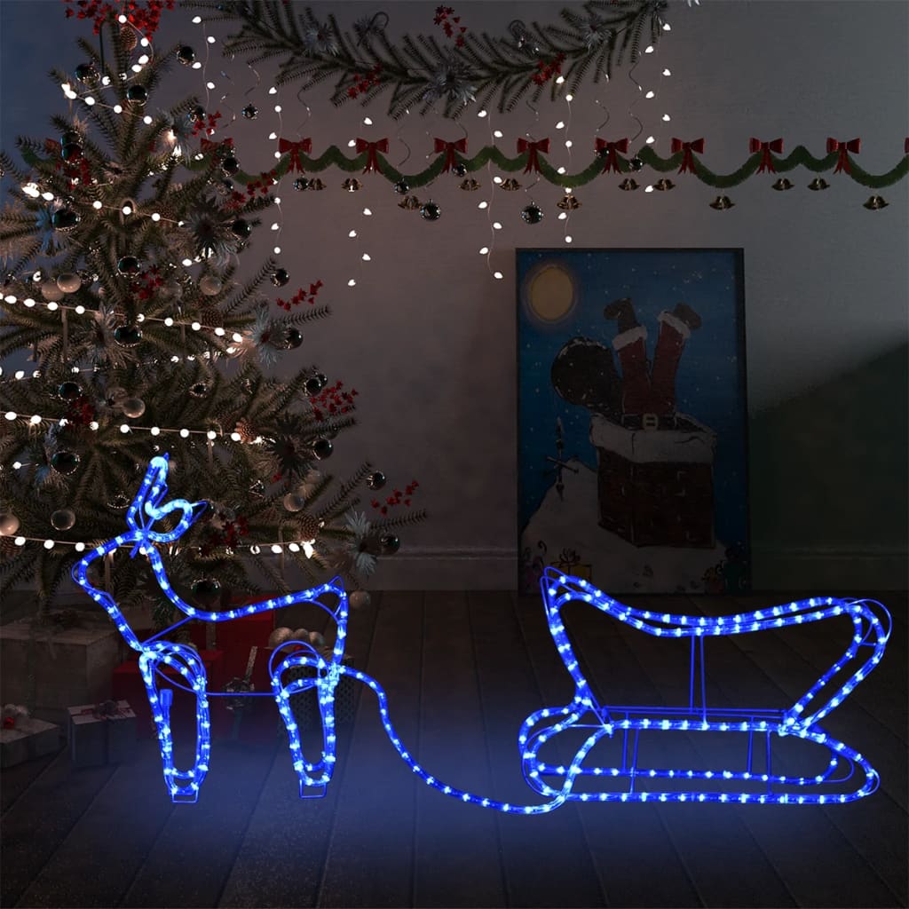 vidaXL rénszarvas és szán kültéri karácsonyi dekoráció 252 LED-del