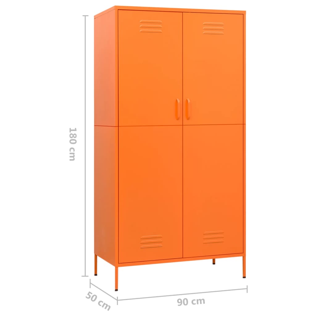 vidaXL narancssárga acél Ruhásszekrény 90 x 50 x 180 cm