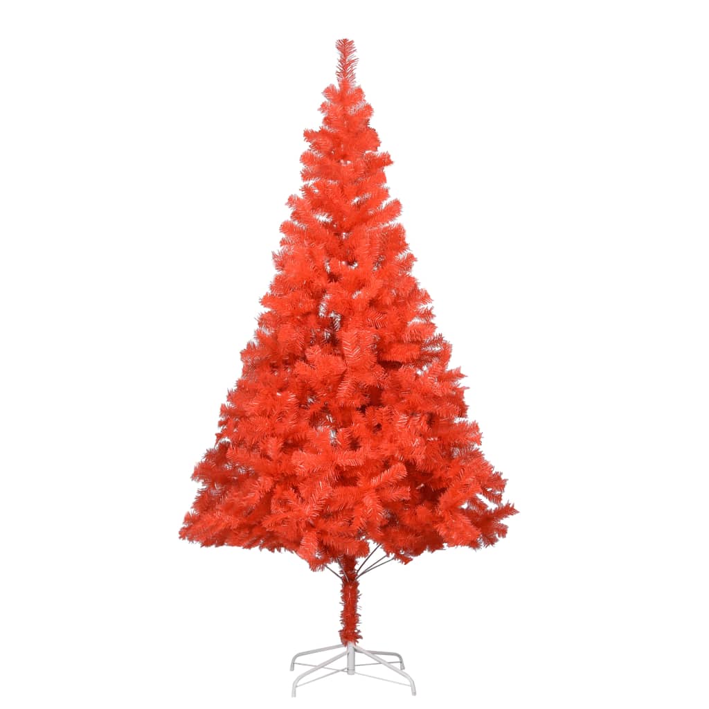 vidaXL piros PVC megvilágított műkarácsonyfa gömb szettel 180 cm